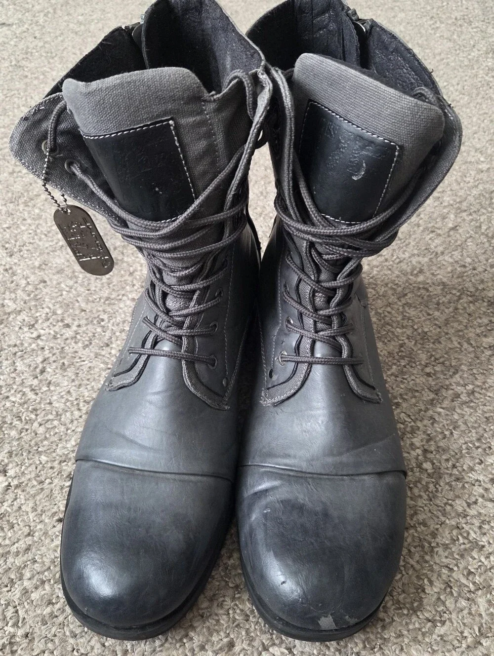 J75 Thunder by Jump Men's Gray Combat Boot Lace-Up Side Zip Tactical Size 12